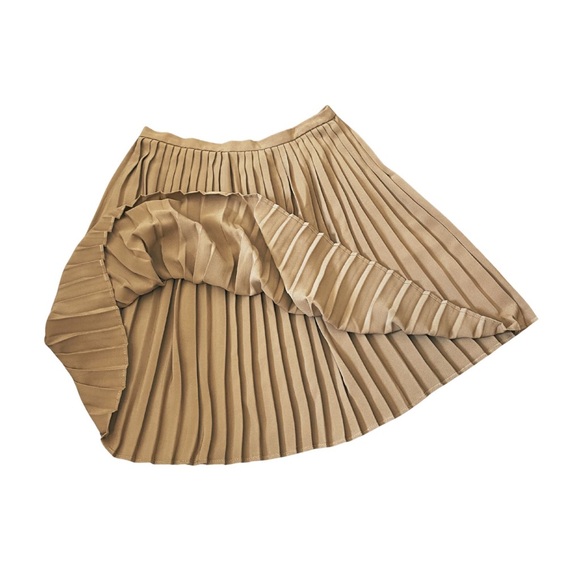 ASOS Dark Beige Brown Pleated Mini Skirt Women Size 6 Six Chic Work Minimalist - Picture 3 of 7